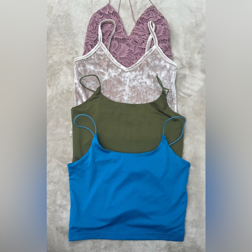 Topshop, Kimchi Blu bundle of 4 cropped tops, straps, 3/4 lined, size S